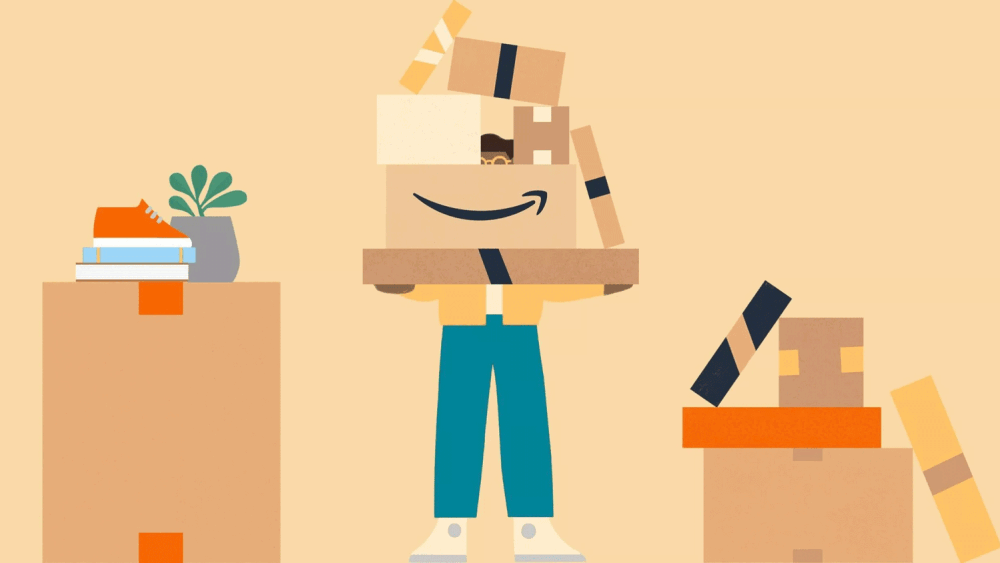 illustration of person holding boxes