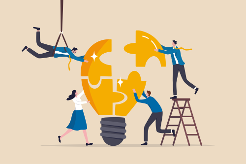 illustration of a team a building puzzle