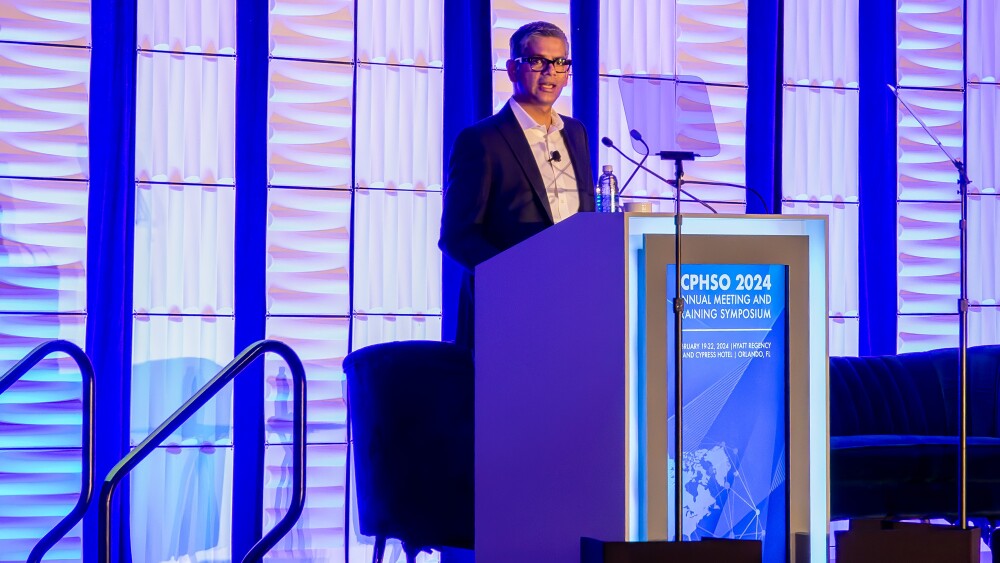 Rohan Oommen, Vice President of Worldwide Trustworthy Shopping at Amazon at ICPHSO 2024 keynote presentation.